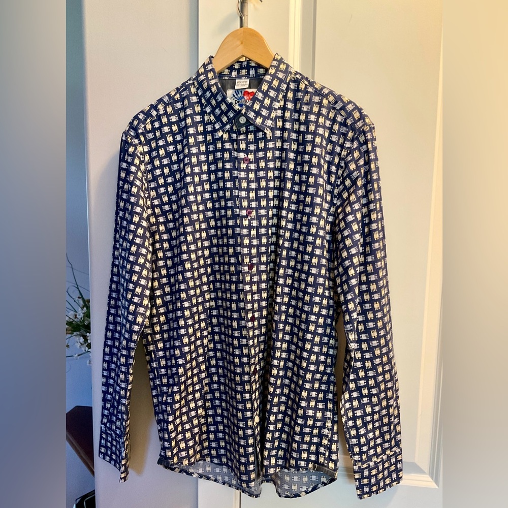 Desigual why!Men's We Love Button Down Dress Shirt size large. Excellent Condi.